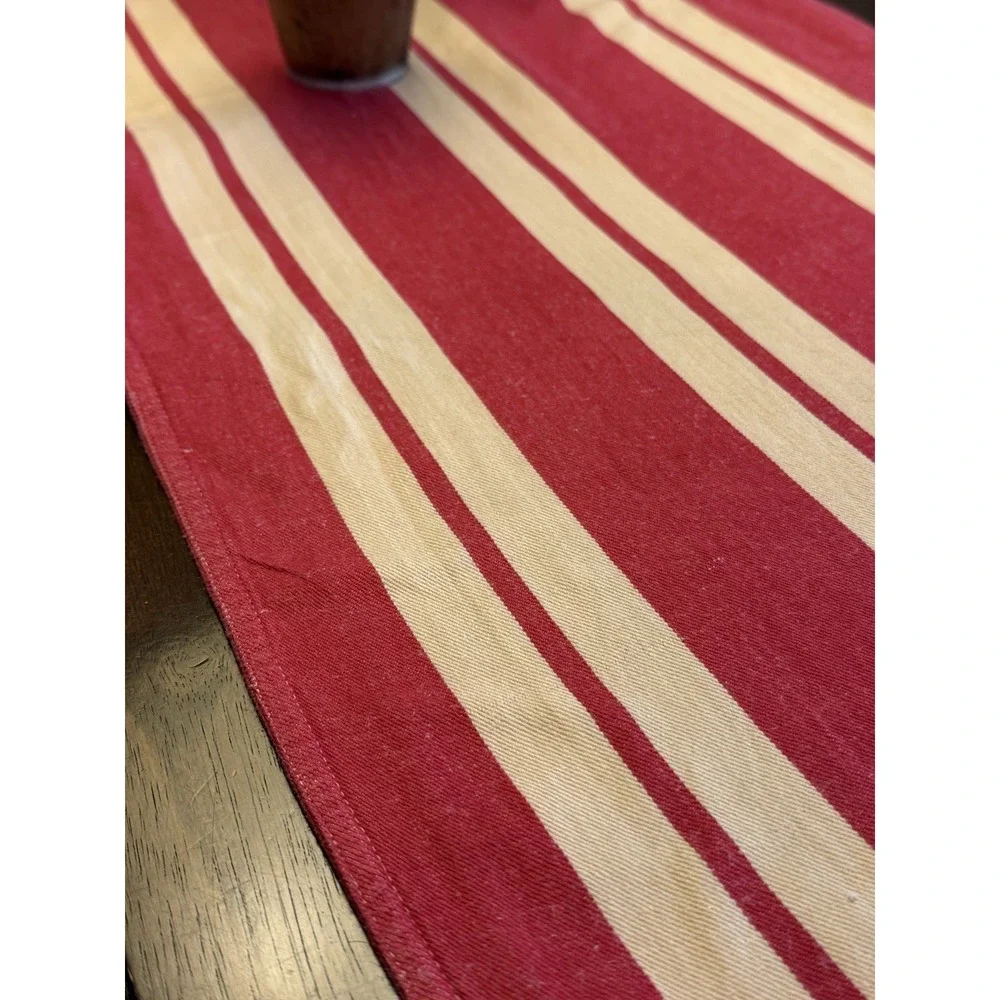 Reversable Farmhouse Rustic Table Runner with 2 Different Patterns 65 x 14 EUC